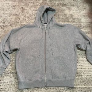 Grey Brandy Melville oversized zip up hoodie